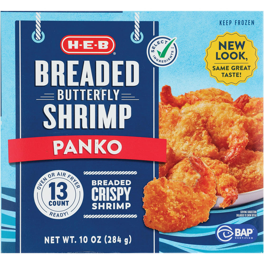 H-E-B Frozen Panko Breaded Butterfly Shrimp, 10 oz