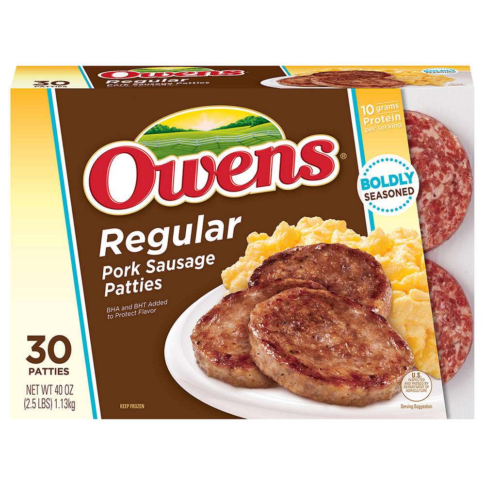 Owens Frozen Pork Sausage Patties - Regular, 30 ct