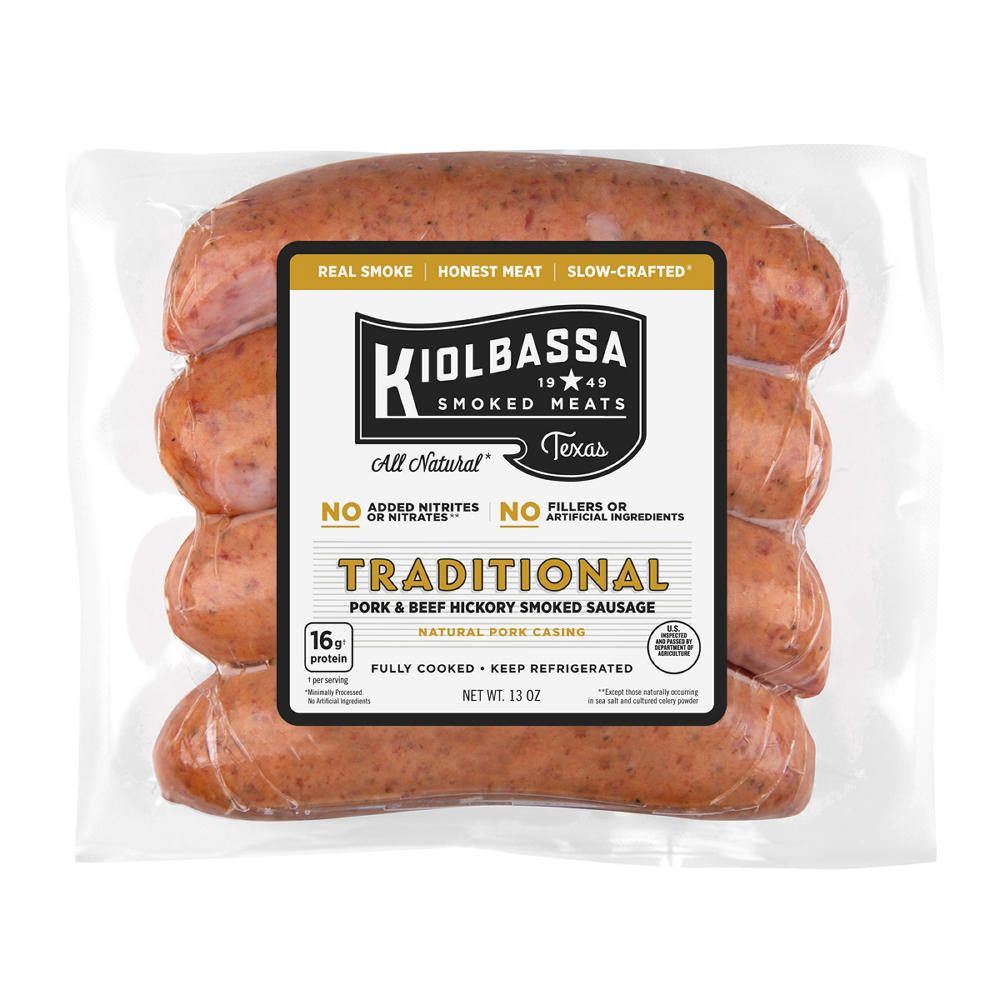 Kiolbassa Traditional Pork & Beef Hickory Smoked Sausage, 4 ct, 13 oz