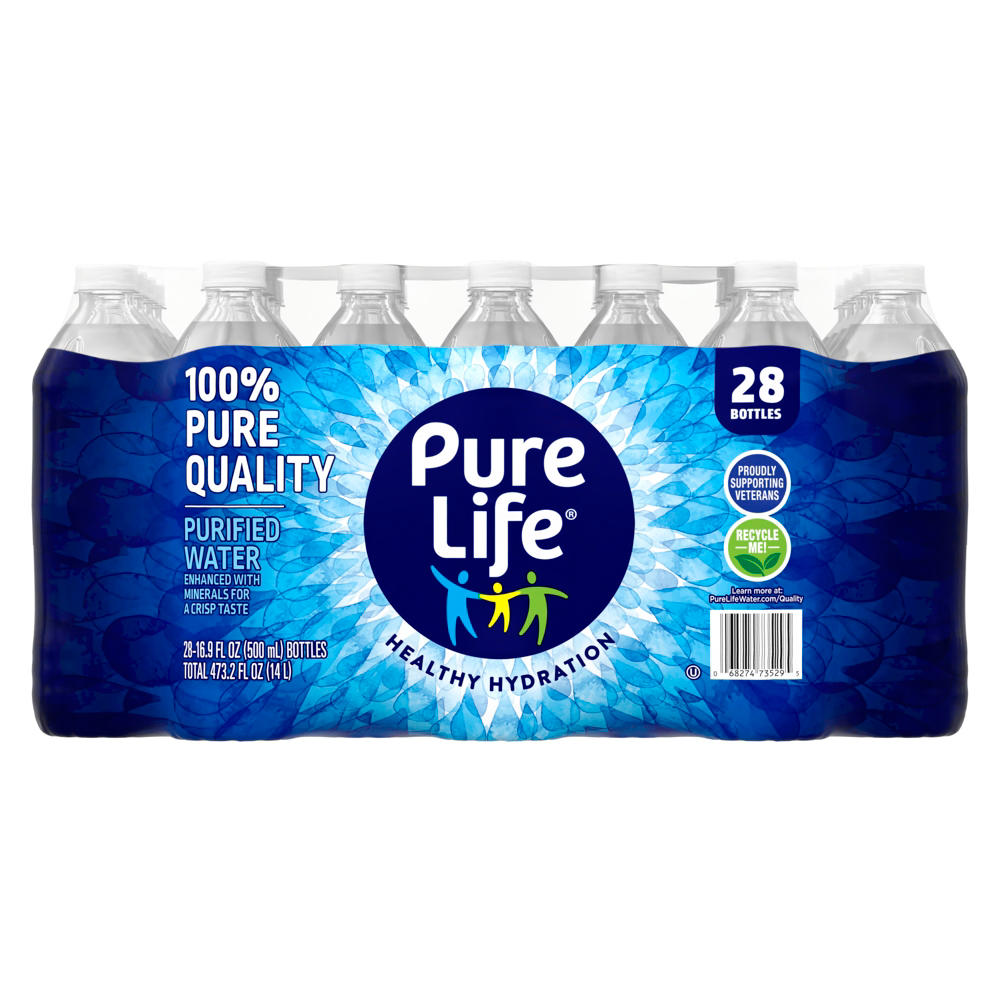 Pure Life Purified Water 28 pk Bottles, 16.9 oz