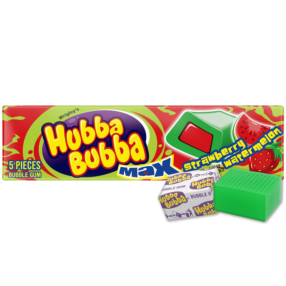 Hubba Bubba Max Strawberry-Watermelon Bubble Gum, 5 pc