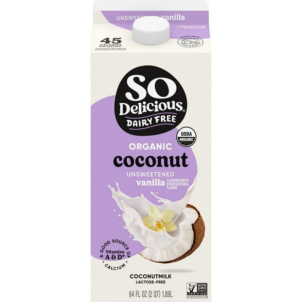 So Delicious Dairy Free Unsweetened Vanilla Coconut Milk, 1/2 gal
