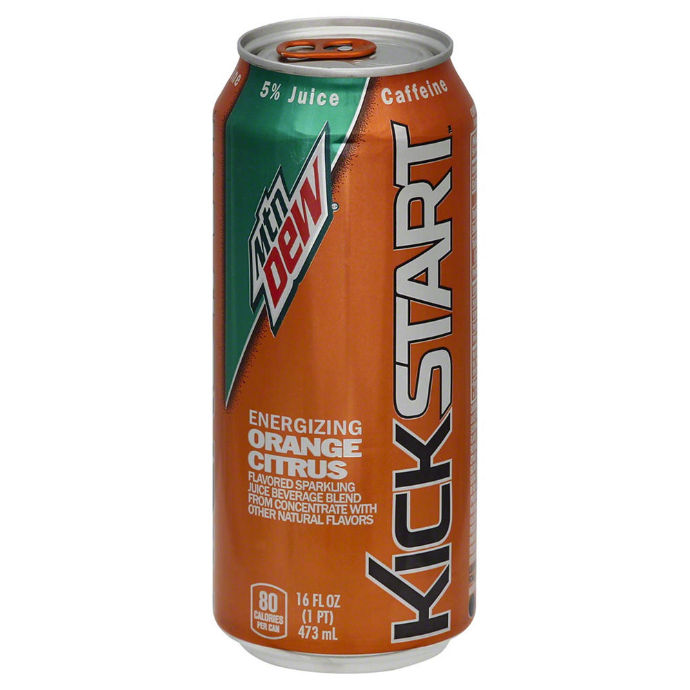 Mountain Dew Kick Start Energizing Orange Citrus Flavored Sparkling Juice Drink, 16 oz
