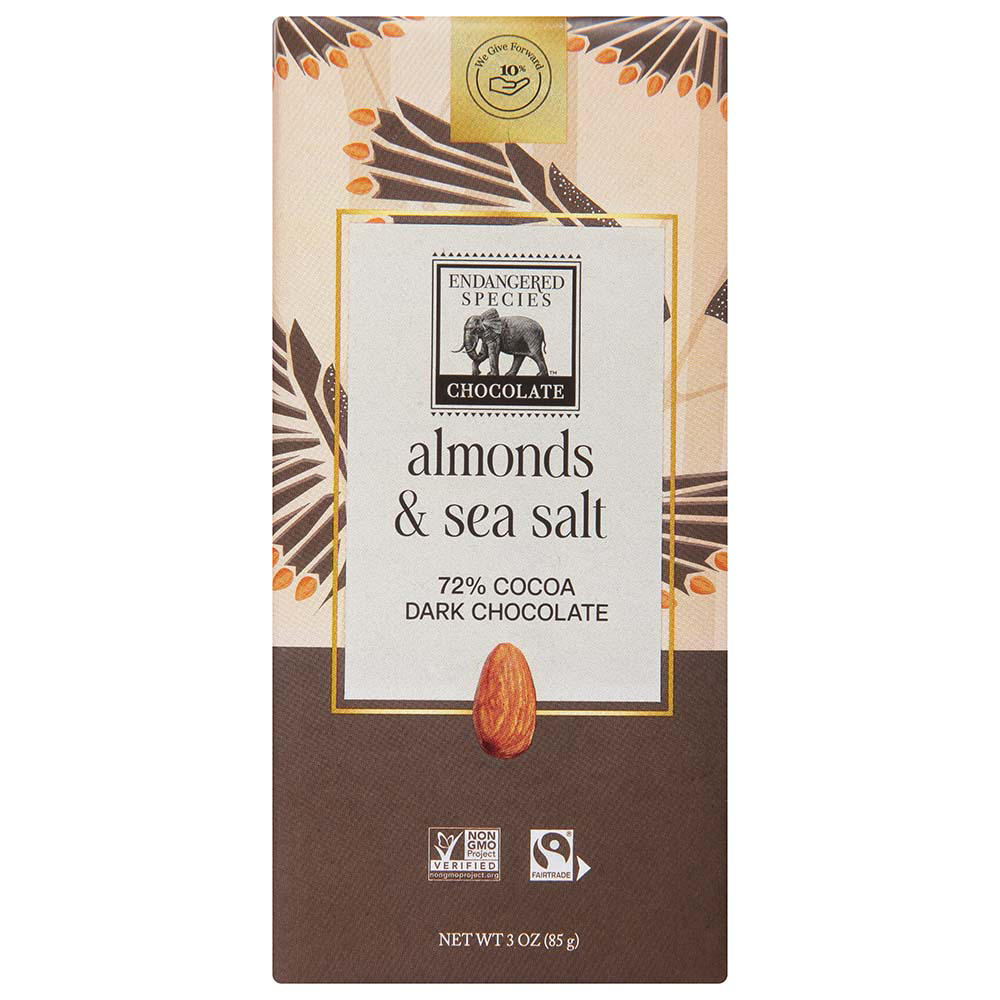 Endangered Species Almonds & Sea Salt Dark Chocolate Bar, 3 oz