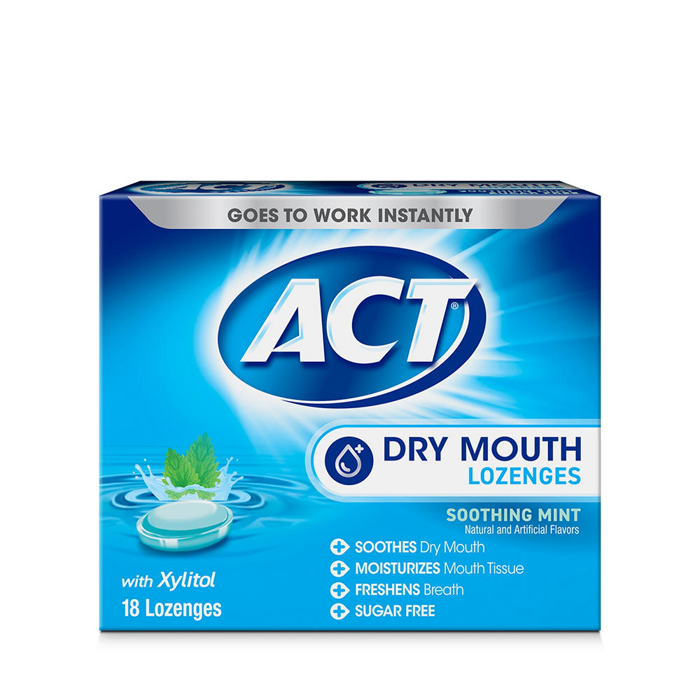ACT Dry Mouth Moisturizing Lozenges - Soothing Mint, 18 ct