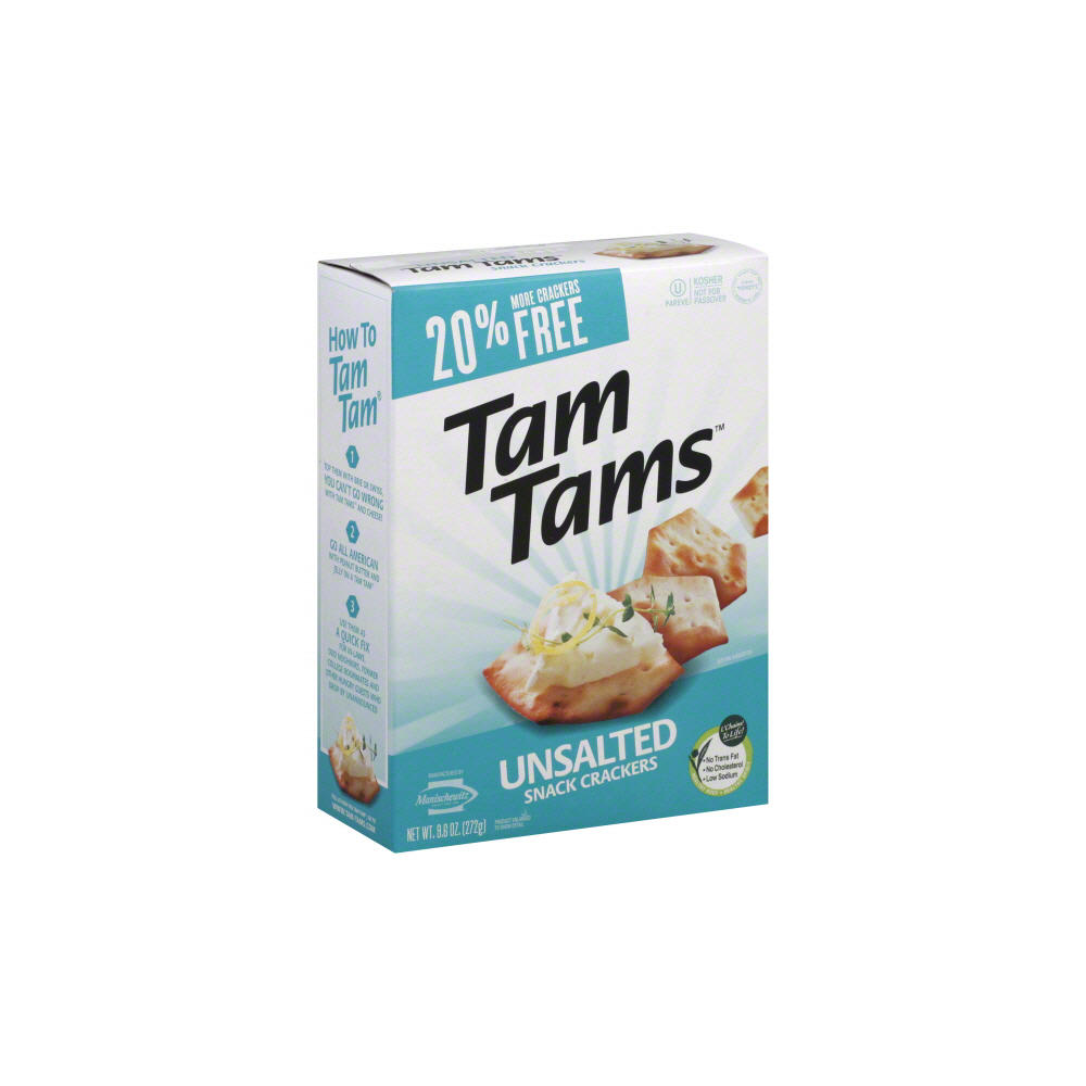 Tam Tams Unsalted Snack Crackers, 9 oz