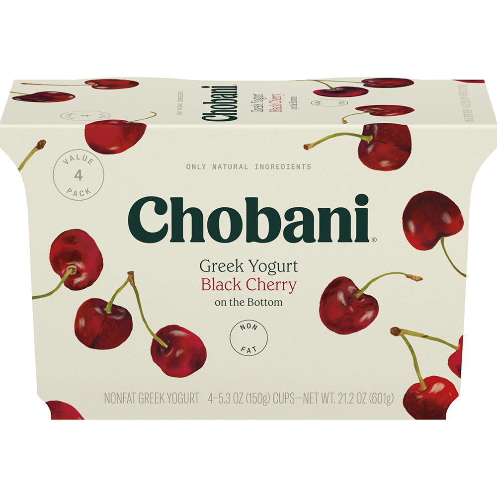 Chobani Non-Fat Black Cherry on the Bottom Greek Yogurt, 4 ct