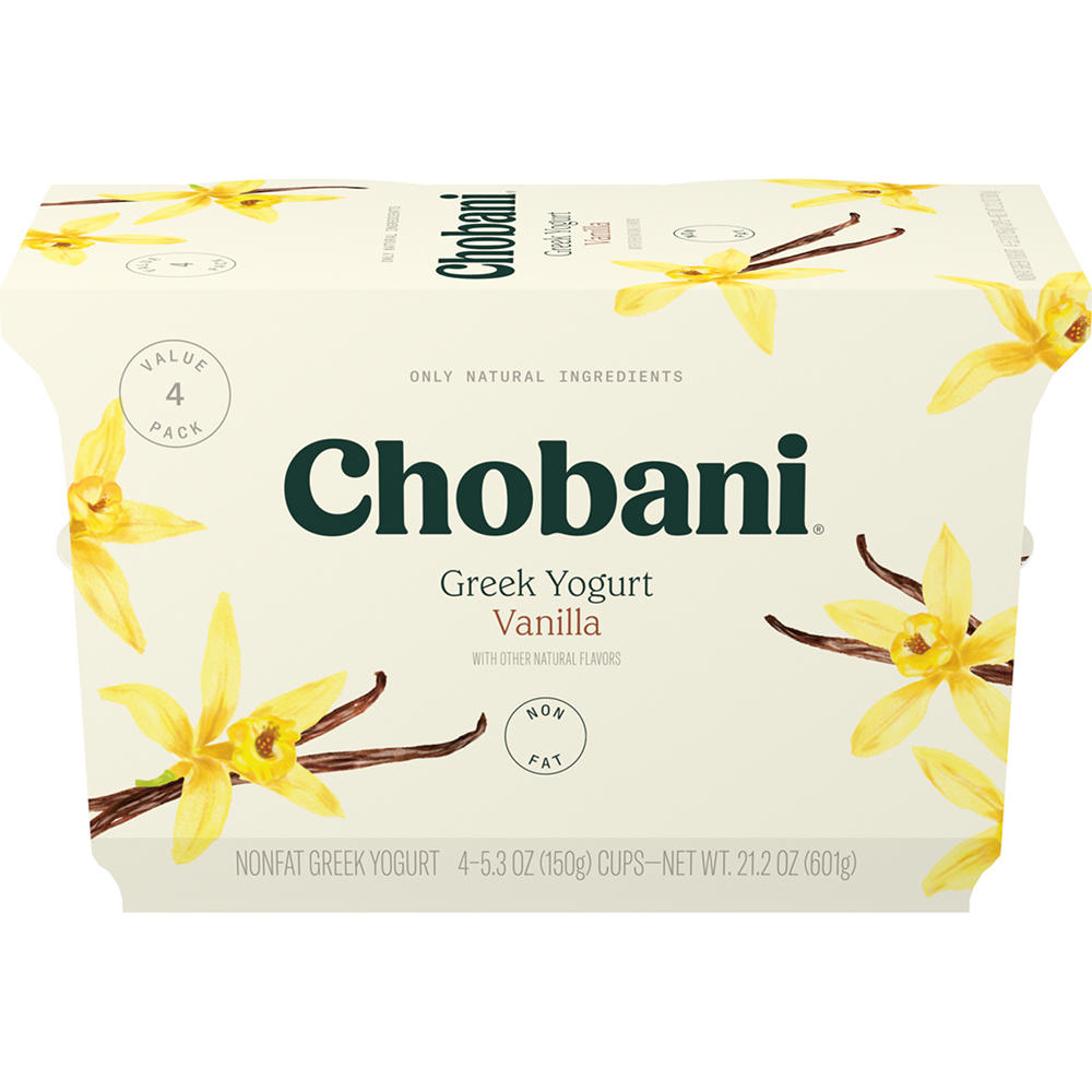 Chobani Non-Fat Vanilla Blended Greek Yogurt, 4 ct