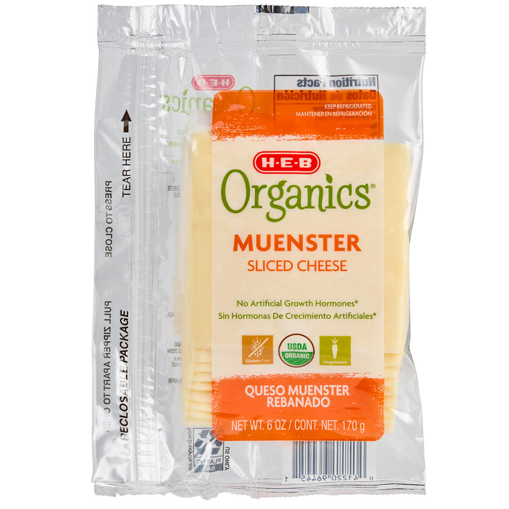 H-E-B Organics Muenster Sliced Cheese, 6 oz
