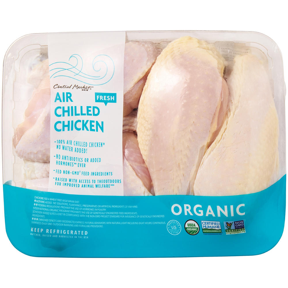 Central Market Organic Air-Chilled Chicken, Split Breast and Drumsticks, Avg. 3.16 lbs