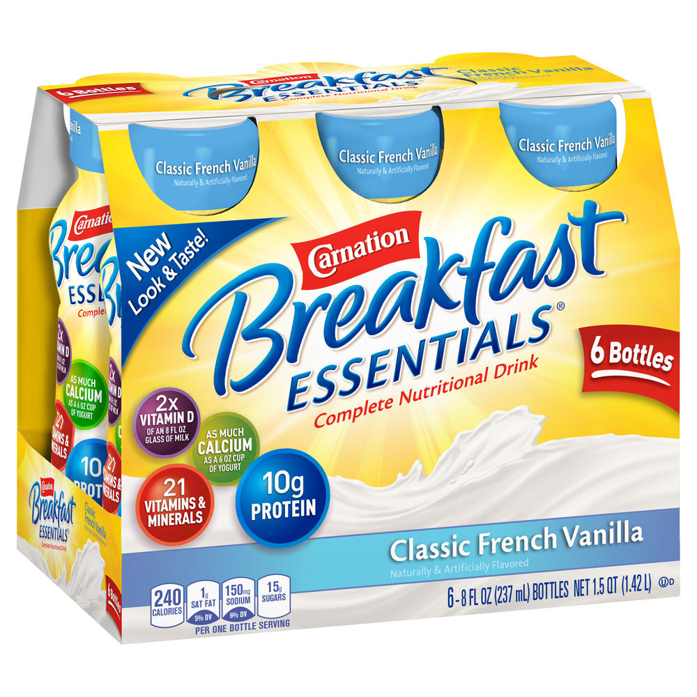 Nestle Carnation Breakfast Essentials Nutritional Drink 6 pk Bottles - French Vanilla, 8 oz