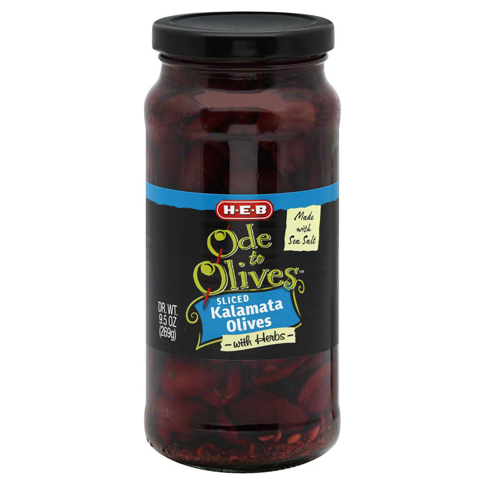 H-E-B Ode to Olives Sliced Kalamata Olives with Herbs, 9.5 oz