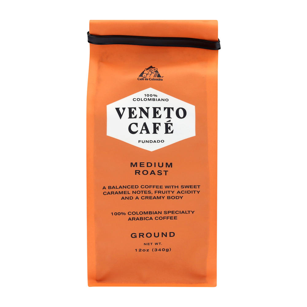 Veneto Cafe 100% Colombian Medium Roast Ground Coffee, 12 oz