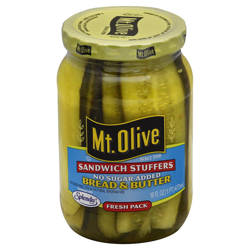 Mt. Olive No Sugar Added Sandwich Stuffers Bread & Butter Pickles, 16 oz