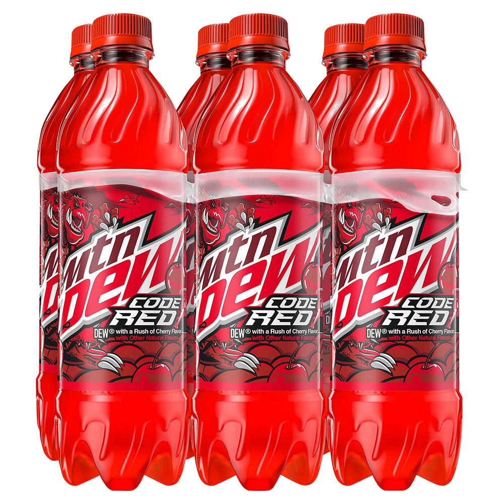 Mountain Dew Code Red Cherry Soda .5 L Bottles, 6 pk