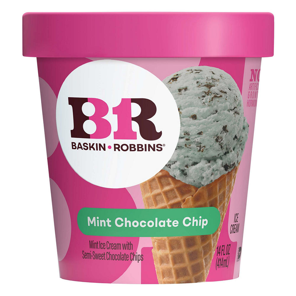 Baskin Robbins Mint Chocolate Chip Ice Cream, 14 oz