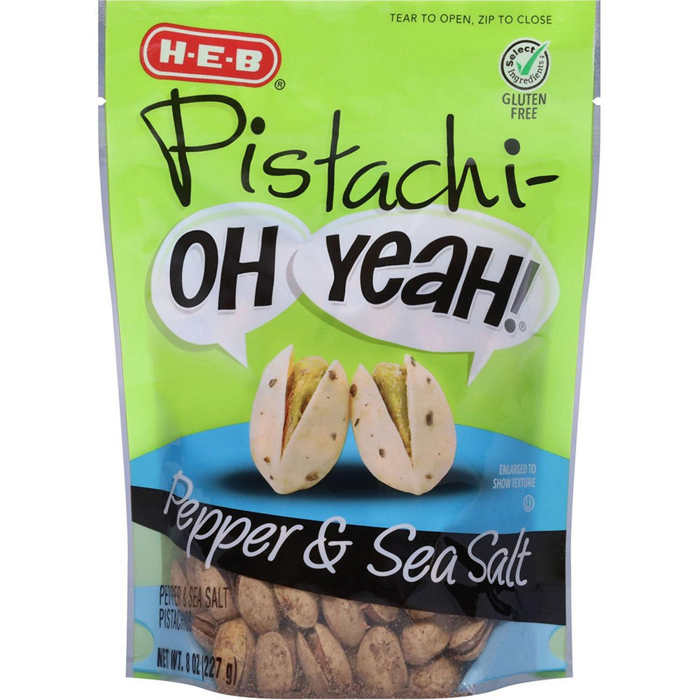 H-E-B Pistachi-OH YEAH! Pistachios - Sea Salt & Pepper, 8 oz