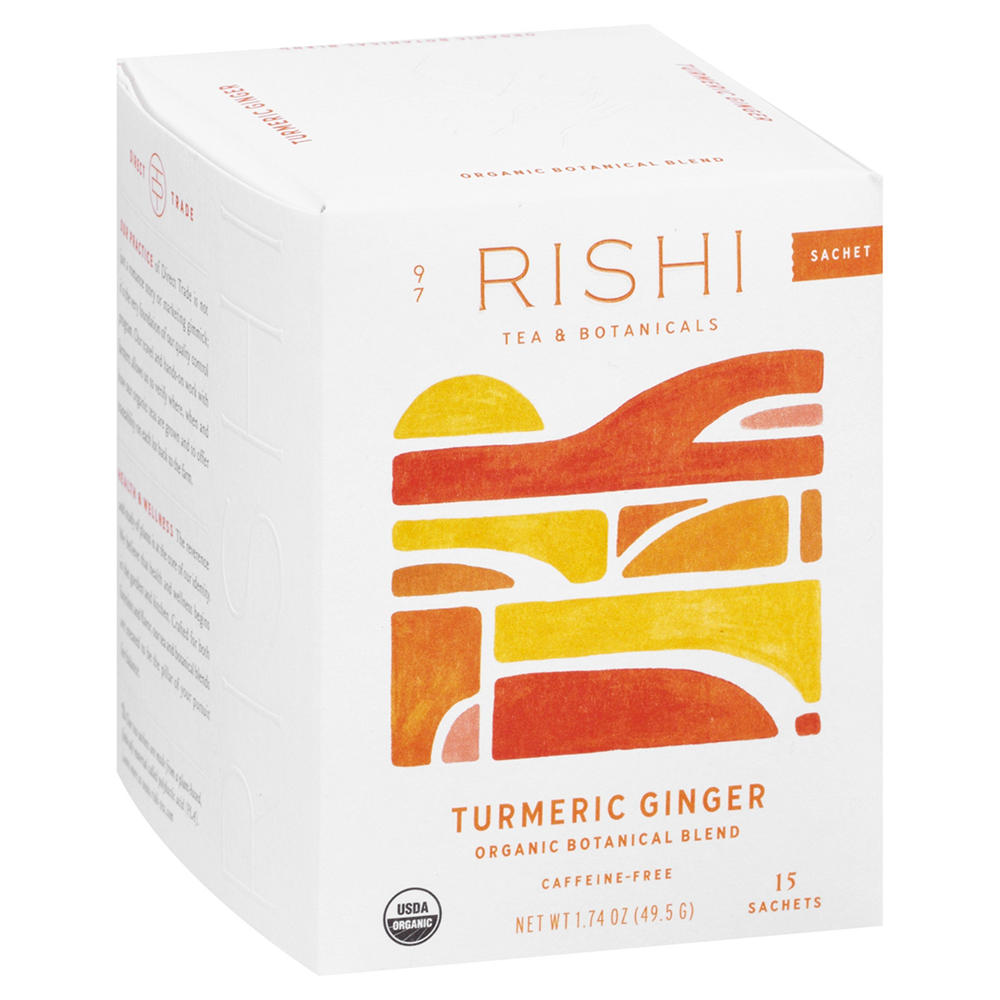 Rishi Turmeric Ginger Herbal Tea Sachets, 15 ct