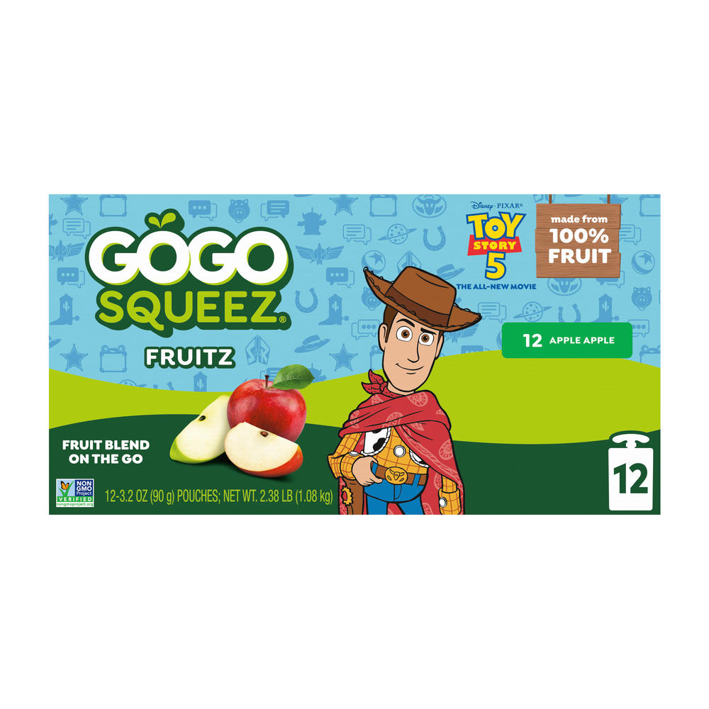 GoGo squeeZ No Sugar Added Apple Applesauce & Fruit Puree Pouches, 12 ct