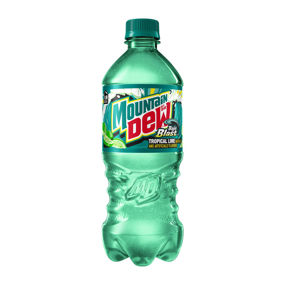 Mountain Dew Baja Blast Tropical Lime Soda Soft Drink, 20 oz
