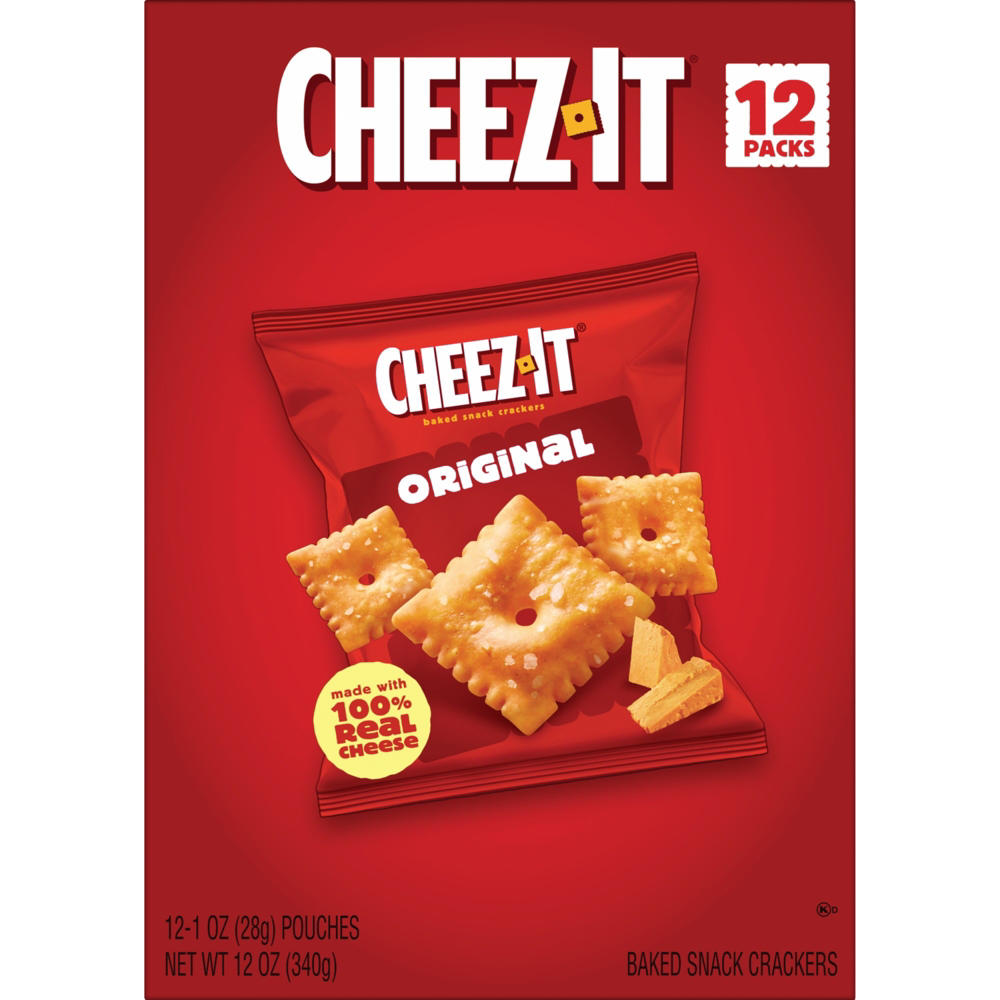 Cheez-It Original Cheese Crackers 1 oz Bags, 12 ct