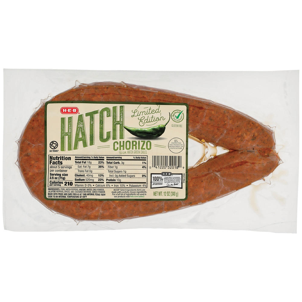 H-E-B Hatch Chile Pepper Pork Chorizo Sausage, 12 oz
