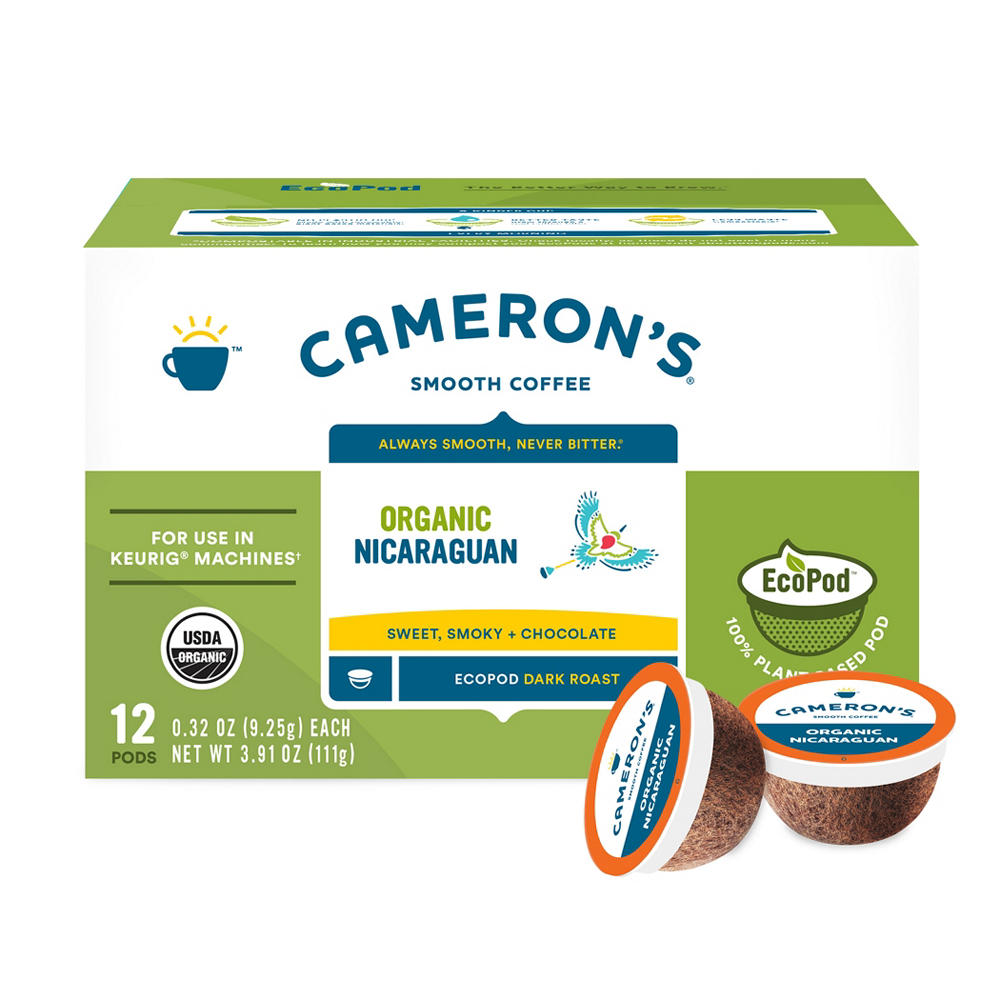 Cameron's Organic Nicaraguan Dark Roast Single Serve Eco Coffee Pods, 12 ct