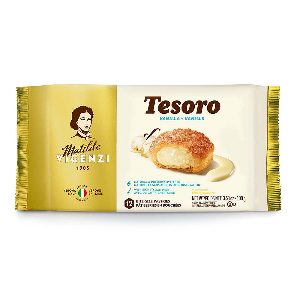 Vicenzi Tesoro Vanilla Cream Filled Puff Pastries, 3.53 oz