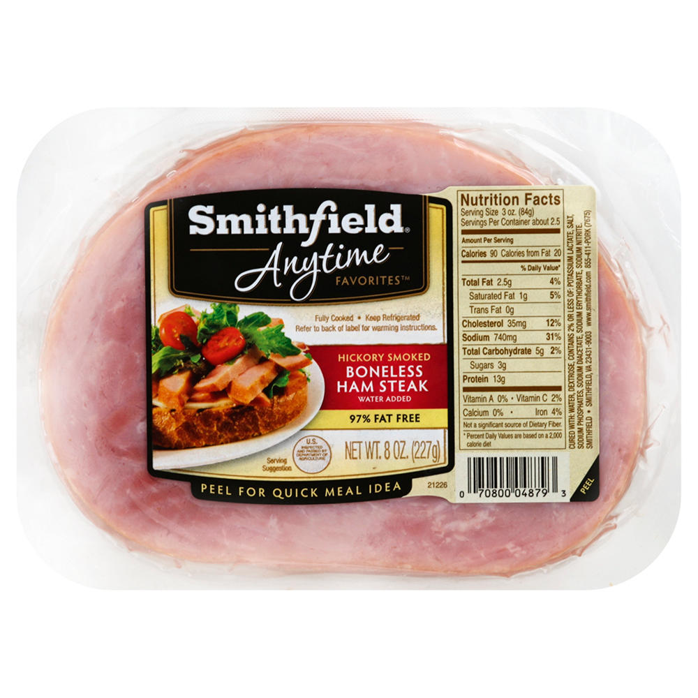 Smithfield Anytime Favorites Boneless Hickory-Smoked Ham Steak, 8 oz