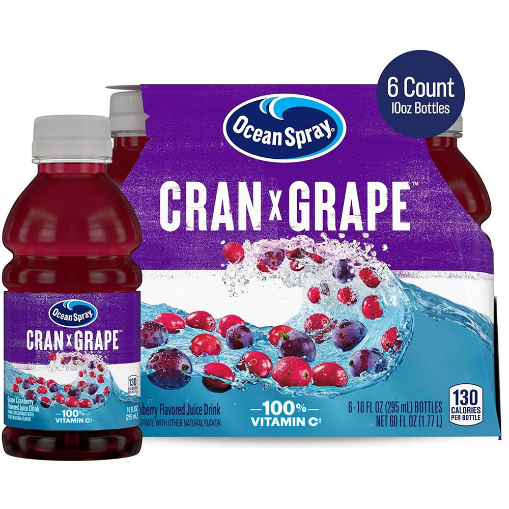 Ocean Spray Cran-Grape Juice 6 pk Bottles, 10 oz