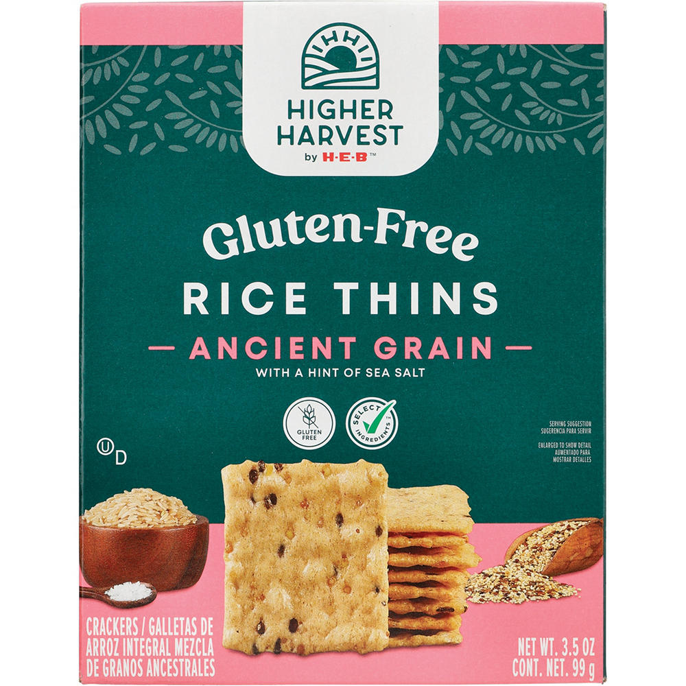 Higher Harvest by H-E-B Gluten Free Rice Thins – Ancient Grain, 3.5 oz
