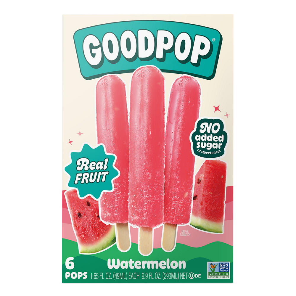 GoodPop No Added Sugar Watermelon Pops, 6 ct