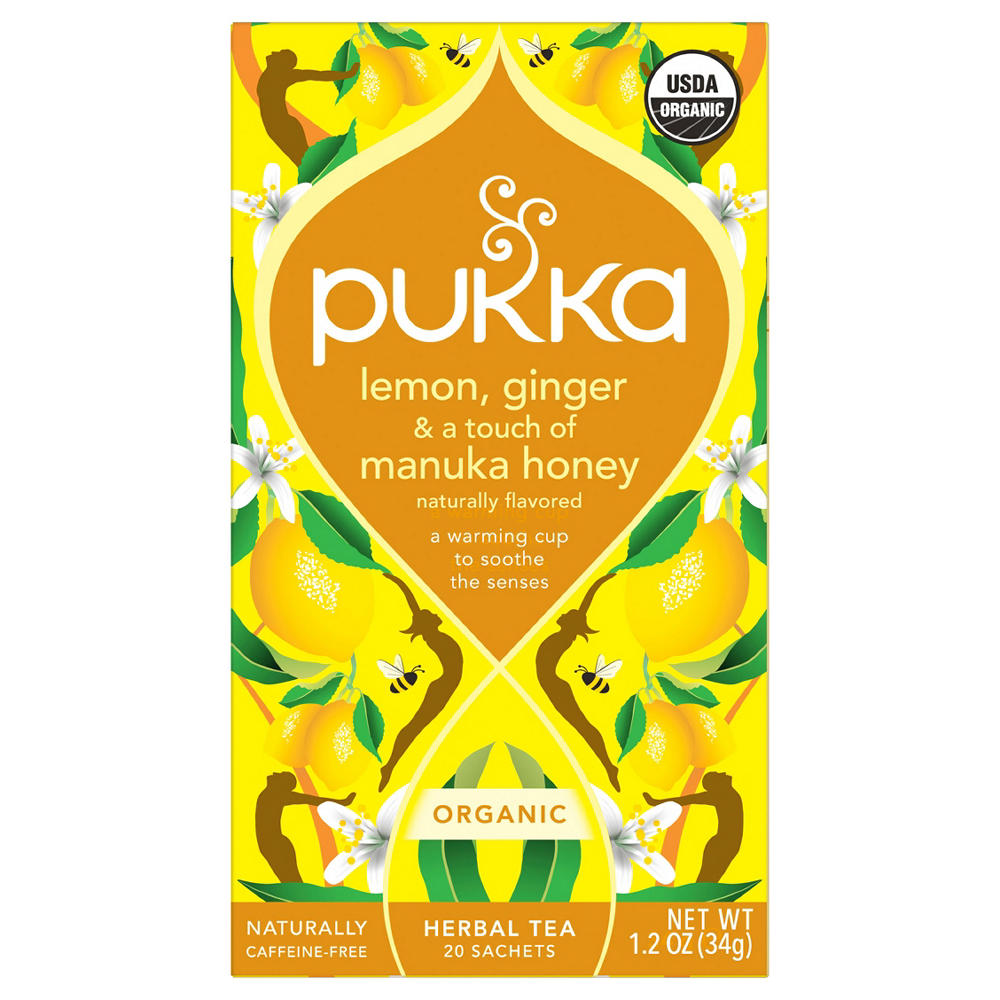 Pukka Lemon Ginger & Manuka Honey Herbal Tea, 20 ct