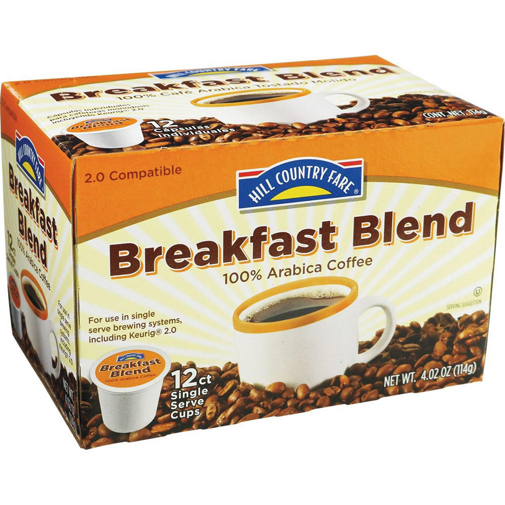 Hill Country Fare Breakfast Blend Single Serve Coffee Cups, 12 ct