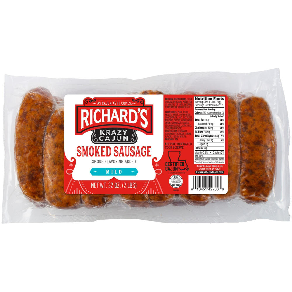 Richard's Krazy Cajun Smoked Sausage - Mild , 32 oz