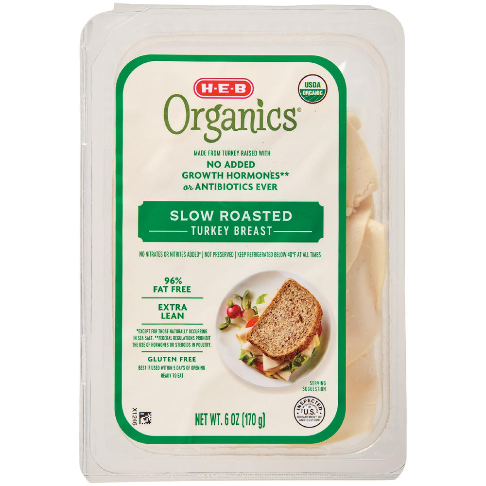 H-E-B Organics Slow-Roasted Turkey Breast Lunch Meat, 6 oz
