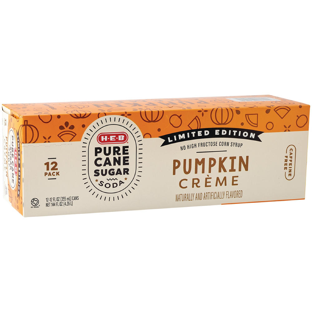 H-E-B Pure Cane Sugar Pumpkin Crème Soda 12 pk Cans, 12 oz