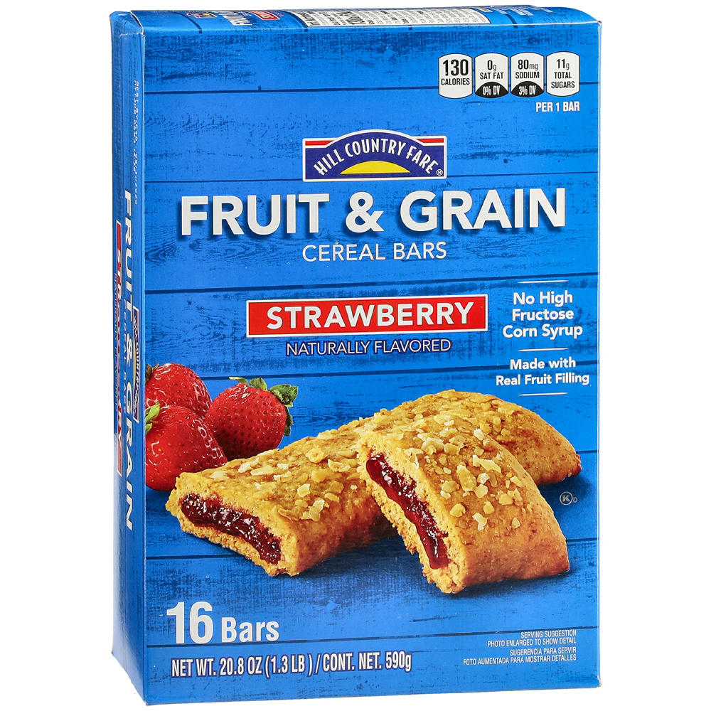 Hill Country Fare Fruit & Grain Cereal Bars - Strawberry, 16 ct