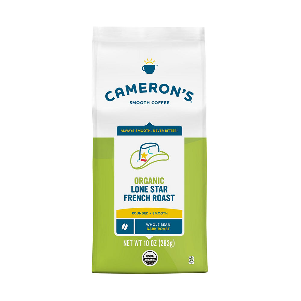 Cameron's Organic Whole Bean Lone Star French Roast Dark Roast, 10 oz