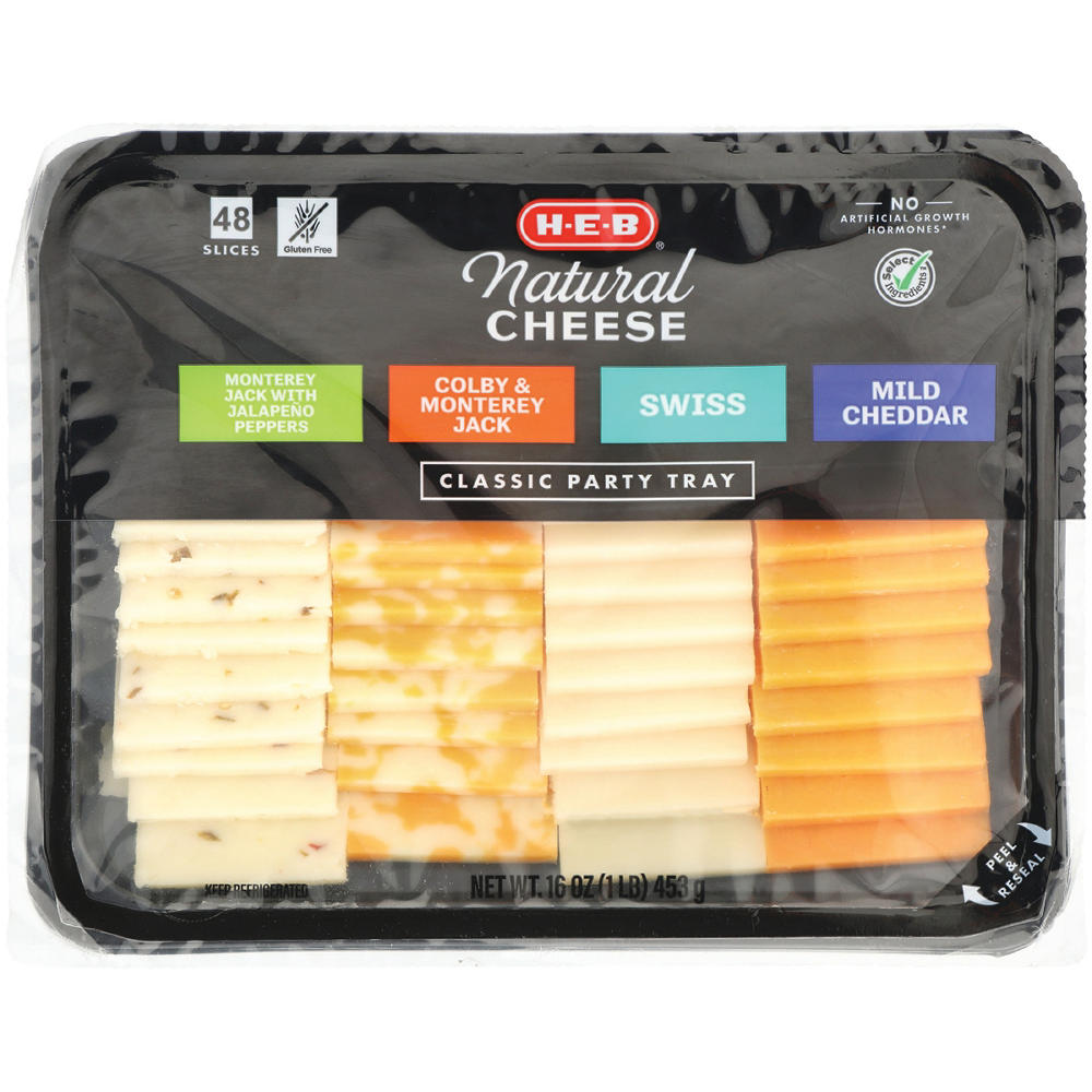 H-E-B Classic Party Tray - Sliced Cheese, 48 ct