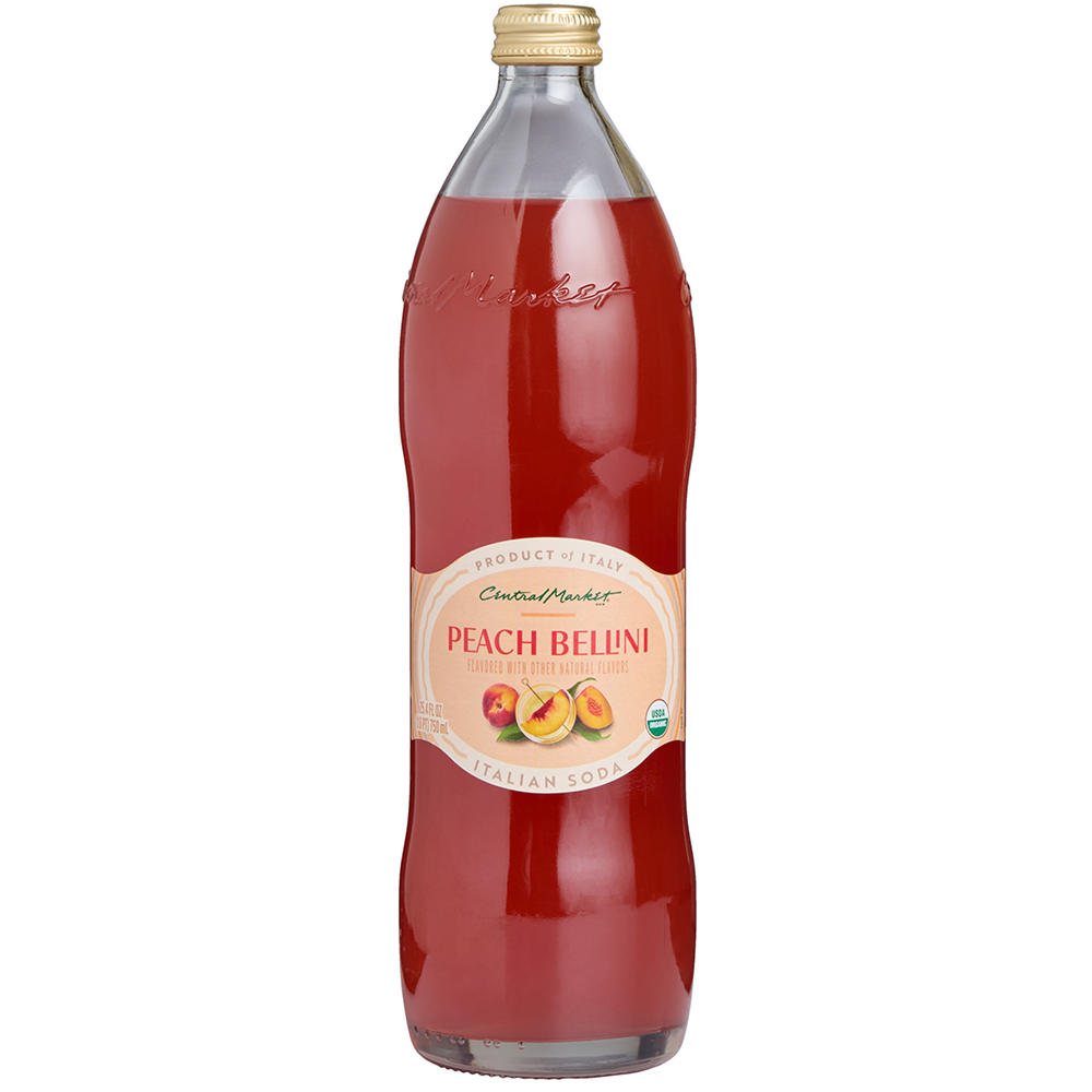 Central Market Peach Bellini Organic Italian Soda, 25.4 oz