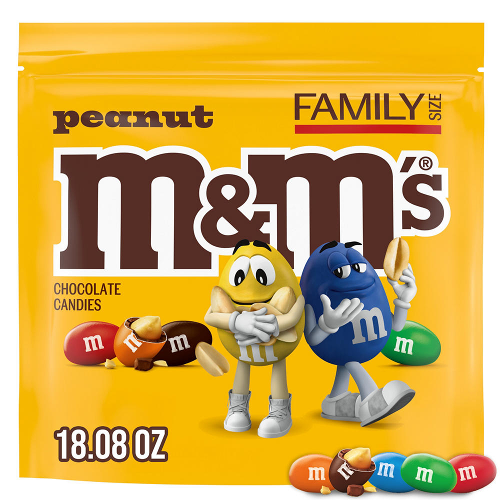 M&M'S Peanut Milk Chocolate Candy - Family Size, 18.08 oz