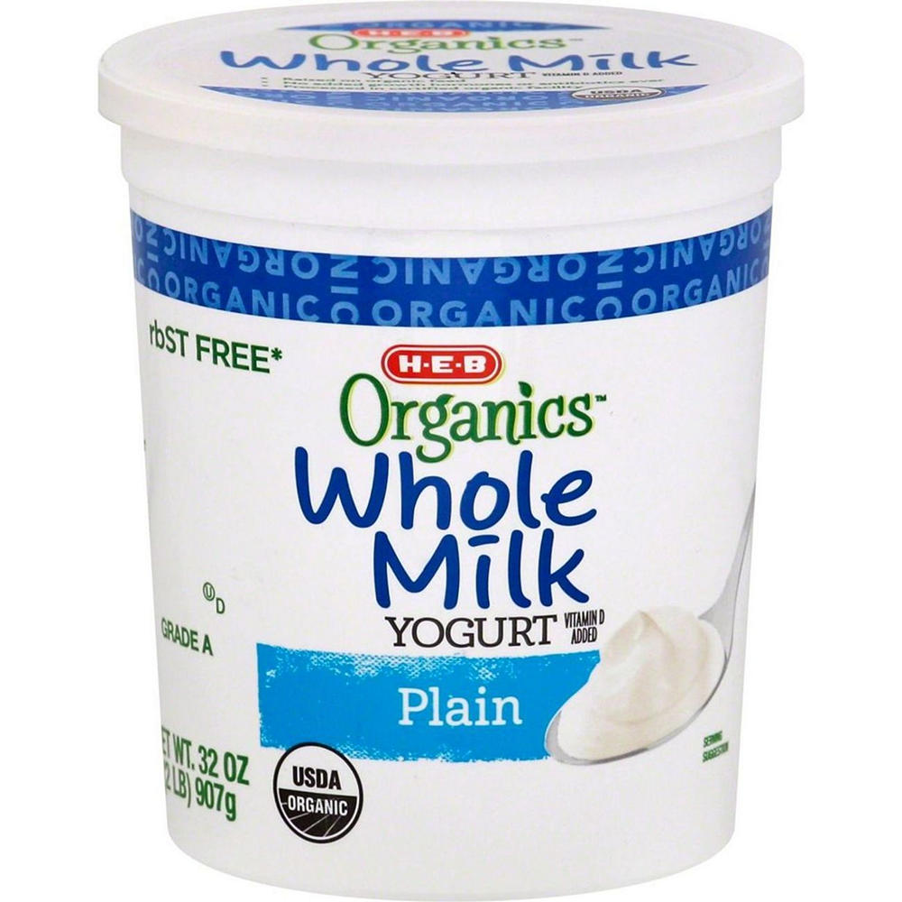 H-E-B Organics Whole Milk Yogurt - Plain, 32 oz