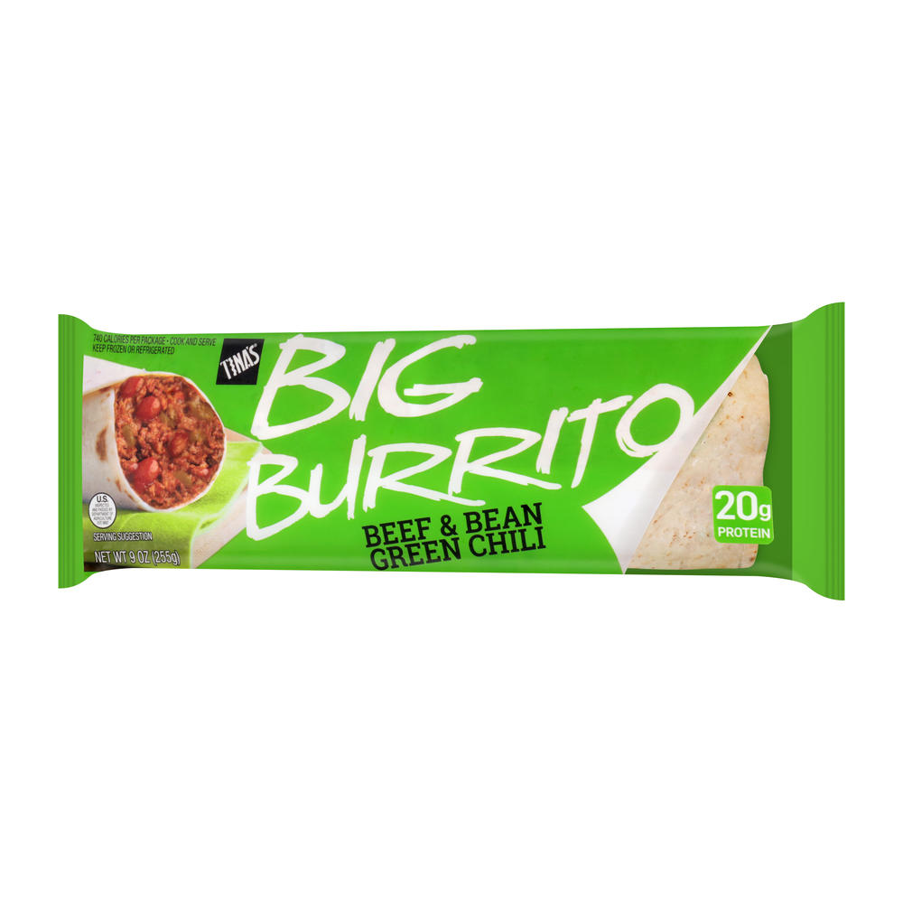 Tina's Beef & Bean Green Chili Big Burrito, 9 oz