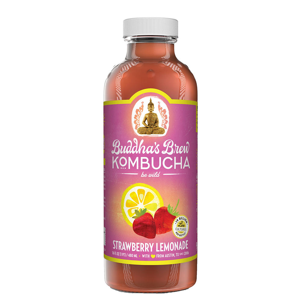Buddha's Brew Strawberry Lemonade Kombucha, 16 oz
