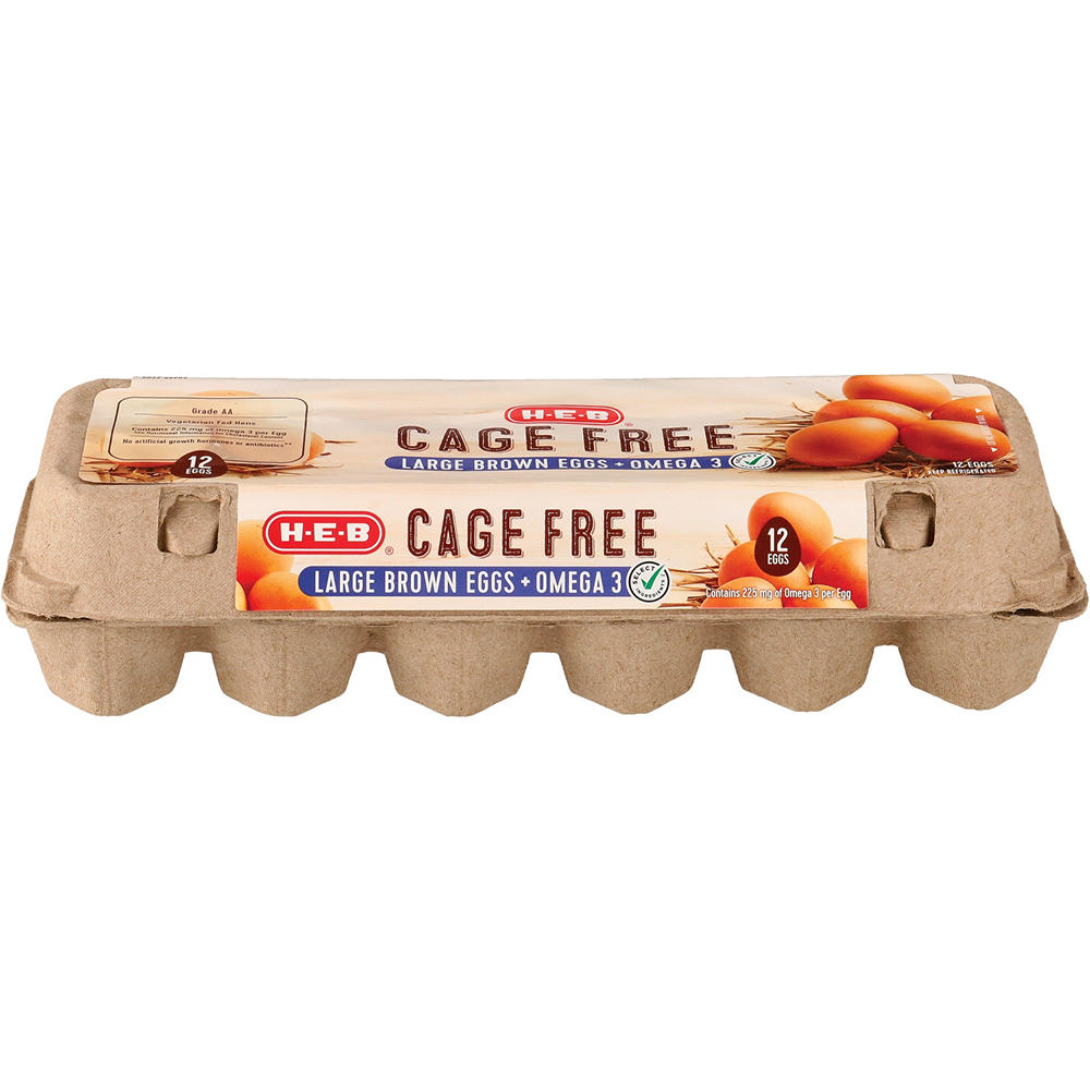 H-E-B Cage Free Omega-3 Grade AA Large Brown Eggs, 12 ct