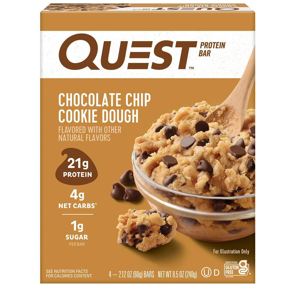 Quest 21g Protein Bars - Chocolate Chip Cookie Dough, 4 ct