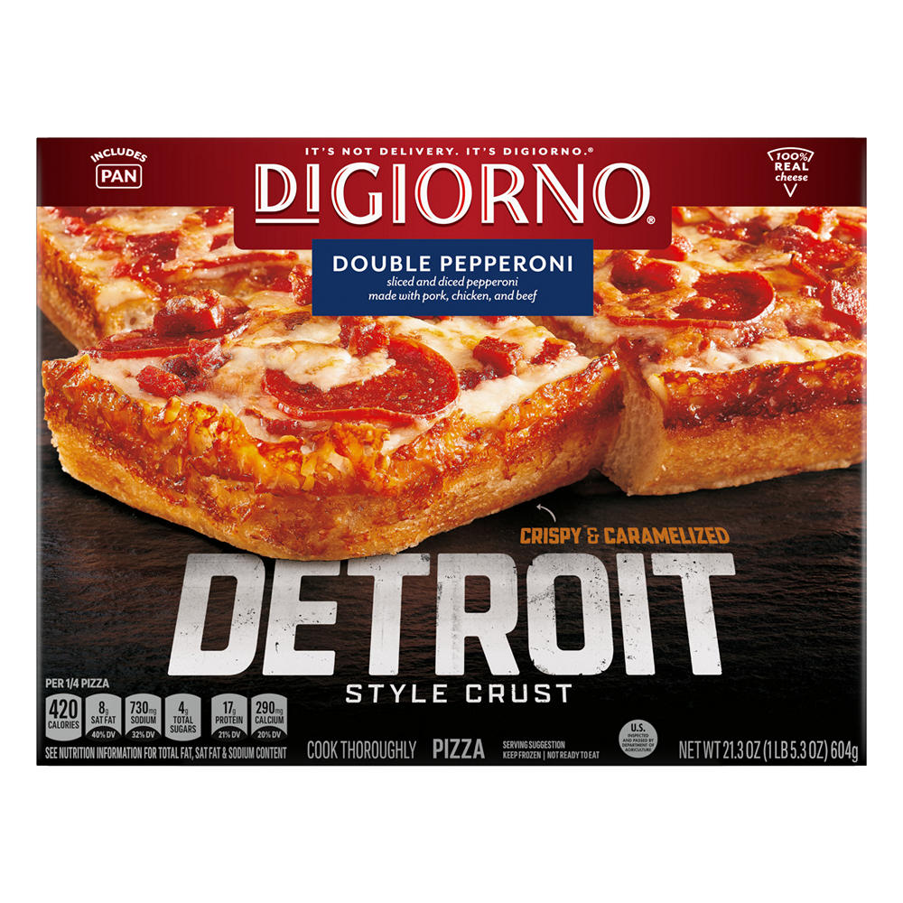 DiGiorno Detroit Style Crust Double Pepperoni Frozen Pizza, 21.3 oz