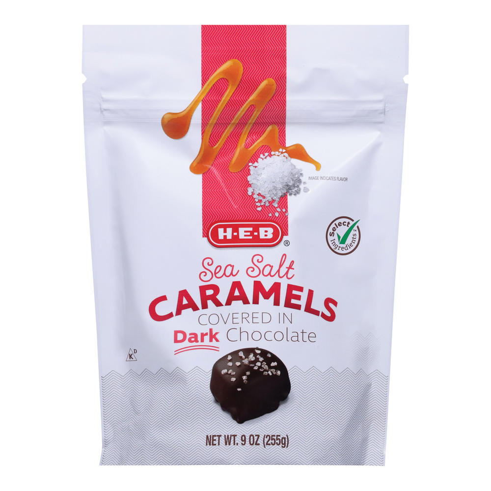H-E-B Dark Chocolate-Covered Sea Salt Caramels, 9 oz