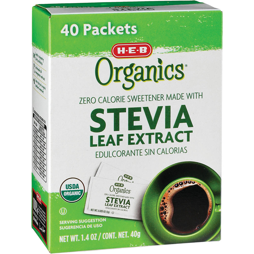 H-E-B Organics Zero Calorie Stevia Blend Sweetener Packets, 40 ct